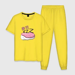 Пижама хлопковая мужская Спящие суши, цвет: желтый