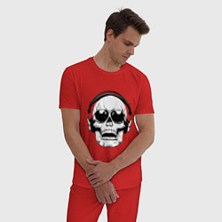 Пижама хлопковая мужская Skull Music lover, цвет: красный — фото 2