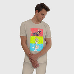 Пижама хлопковая мужская Межвидовые рецензенты, цвет: миндальный — фото 2