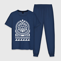 Пижама хлопковая мужская Солнце и скат в полинезия, цвет: тёмно-синий