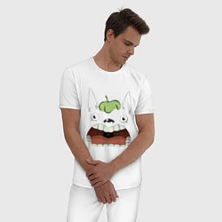Пижама хлопковая мужская Scream Totoro, цвет: белый — фото 2