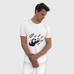 Пижама хлопковая мужская Телеграм вперед, цвет: белый — фото 2