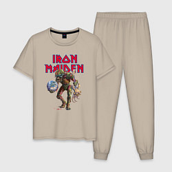 Пижама хлопковая мужская Iron Maiden, цвет: миндальный