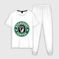 Пижама хлопковая мужская Stardust coffee, цвет: белый