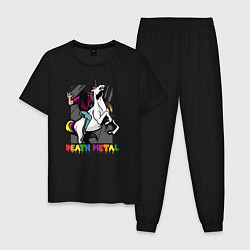 Пижама хлопковая мужская Death Metal Unicorn, цвет: черный