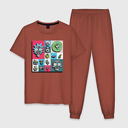 Пижама хлопковая мужская Rick and Morty pixelverse, цвет: кирпичный