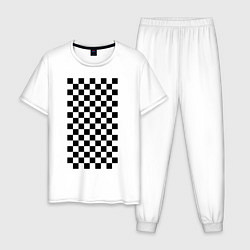 Пижама хлопковая мужская Шахматный пол, цвет: белый