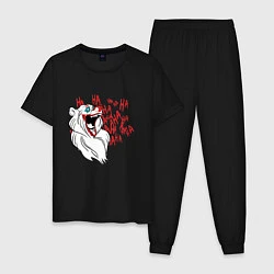 Пижама хлопковая мужская Безумный медведь, цвет: черный