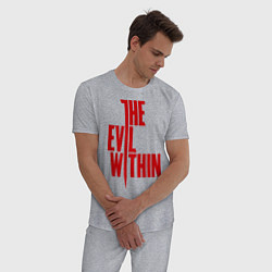 Пижама хлопковая мужская The Evil Within, цвет: меланж — фото 2