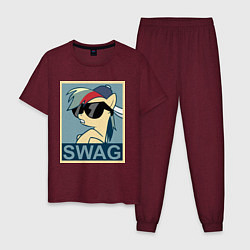 Пижама хлопковая мужская Rainbow Dash swag, цвет: меланж-бордовый