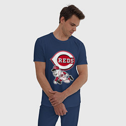 Пижама хлопковая мужская Cincinnati reds - baseball team - talisman, цвет: тёмно-синий — фото 2