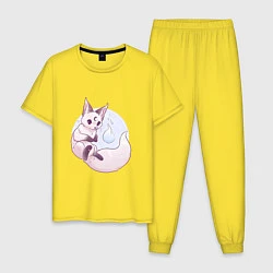 Пижама хлопковая мужская Мистический лисёнок, цвет: желтый