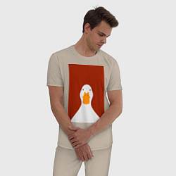 Пижама хлопковая мужская Утка, цвет: миндальный — фото 2