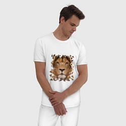 Пижама хлопковая мужская Лев, цвет: белый — фото 2