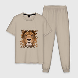 Пижама хлопковая мужская Лев, цвет: миндальный