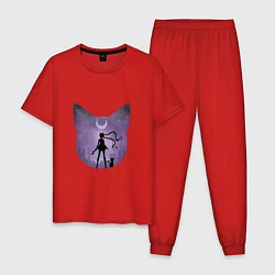 Пижама хлопковая мужская Лунный воен, цвет: красный