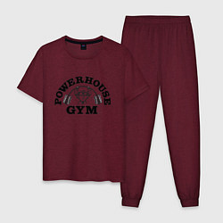 Пижама хлопковая мужская GYM, цвет: меланж-бордовый