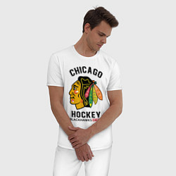 Пижама хлопковая мужская CHICAGO BLACKHAWKS NHL, цвет: белый — фото 2