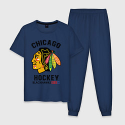 Пижама хлопковая мужская CHICAGO BLACKHAWKS NHL, цвет: тёмно-синий