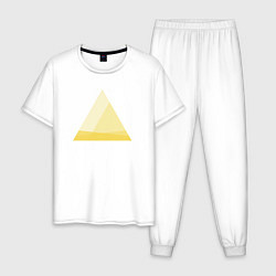Пижама хлопковая мужская Градиентный треугольник 5, цвет: белый