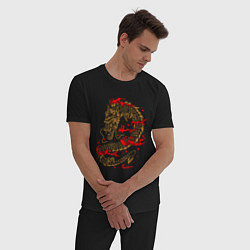 Пижама хлопковая мужская Китайский дракон, цвет: черный — фото 2