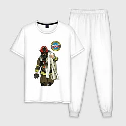 Пижама хлопковая мужская Спасатель МЧС, цвет: белый