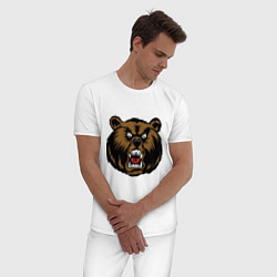 Пижама хлопковая мужская Злой Медведь, цвет: белый — фото 2
