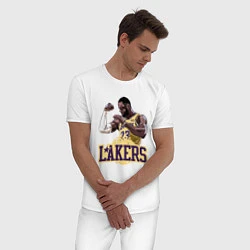Пижама хлопковая мужская LeBron - Lakers, цвет: белый — фото 2