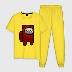 Пижама хлопковая мужская Among us Cat, цвет: желтый