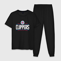 Пижама хлопковая мужская Los Angeles Clippers, цвет: черный