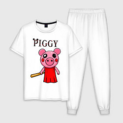 Пижама хлопковая мужская ROBLOX PIGGY, цвет: белый