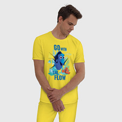 Пижама хлопковая мужская Go With The Flow, цвет: желтый — фото 2