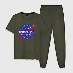 Пижама хлопковая мужская IMPOSTOR NASA, цвет: меланж-хаки