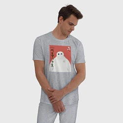 Пижама хлопковая мужская Бэймакс, цвет: меланж — фото 2