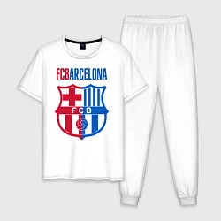 Пижама хлопковая мужская Barcelona FC, цвет: белый