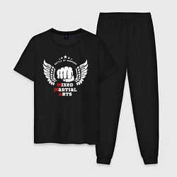 Пижама хлопковая мужская MMA, цвет: черный