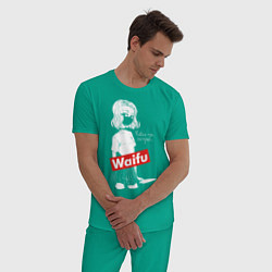 Пижама хлопковая мужская Waifu, цвет: зеленый — фото 2