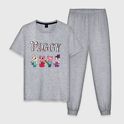Пижама хлопковая мужская ROBLOX PIGGY, цвет: меланж