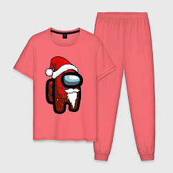 Пижама хлопковая мужская Among Us, цвет: коралловый