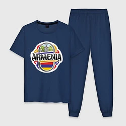 Пижама хлопковая мужская Армения, цвет: тёмно-синий