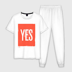 Пижама хлопковая мужская Yes-No, цвет: белый