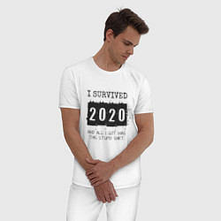 Пижама хлопковая мужская 2020 - я выжил, цвет: белый — фото 2