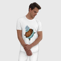 Пижама хлопковая мужская Капкейк, цвет: белый — фото 2