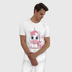 Пижама хлопковая мужская Unicorn Kid, цвет: белый — фото 2