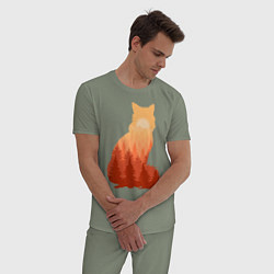 Пижама хлопковая мужская Лиса, цвет: авокадо — фото 2