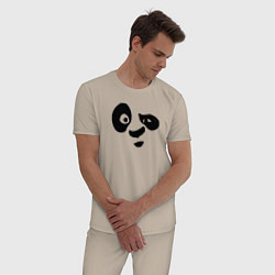 Пижама хлопковая мужская Панда, цвет: миндальный — фото 2