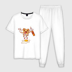 Пижама хлопковая мужская Завтрак чемпиона, цвет: белый