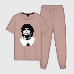 Пижама хлопковая мужская Диего Марадона, цвет: пыльно-розовый