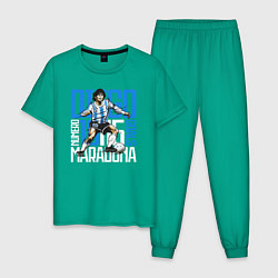 Пижама хлопковая мужская 10 Diego Maradona, цвет: зеленый