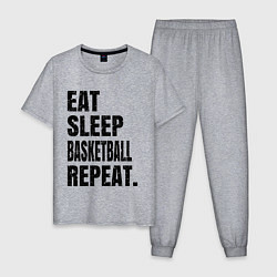 Пижама хлопковая мужская EAT SLEEP BASKETBALL REPEAT, цвет: меланж